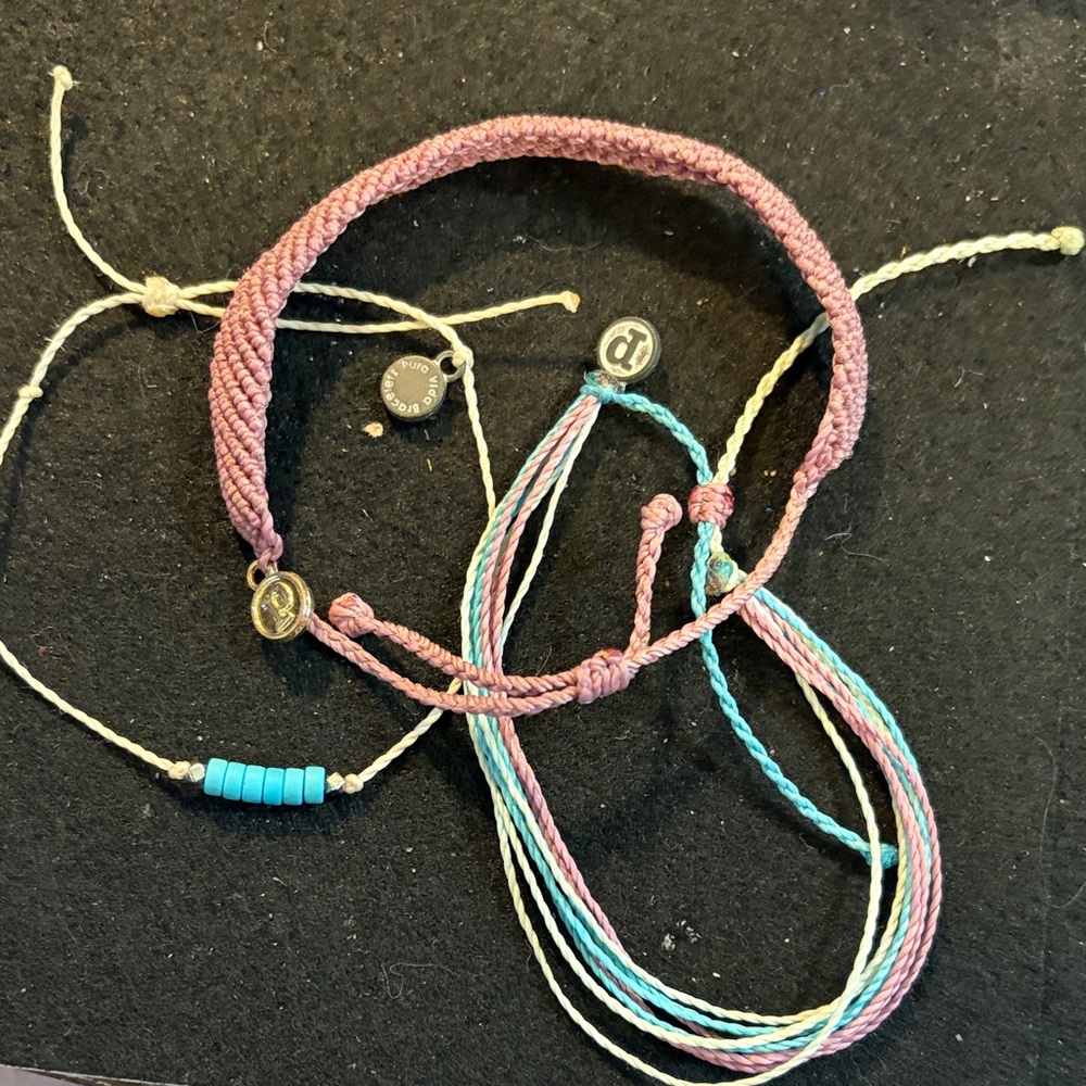 Pura Vida Pastel Pink, Teal & Lavender Friendship Bracelet Set